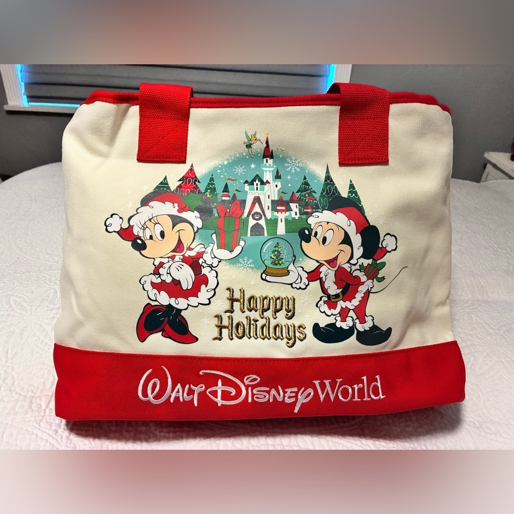 Disney Parks Mickey and Minnie Mouse Christmas Tote Bag - Picture 3 of 13